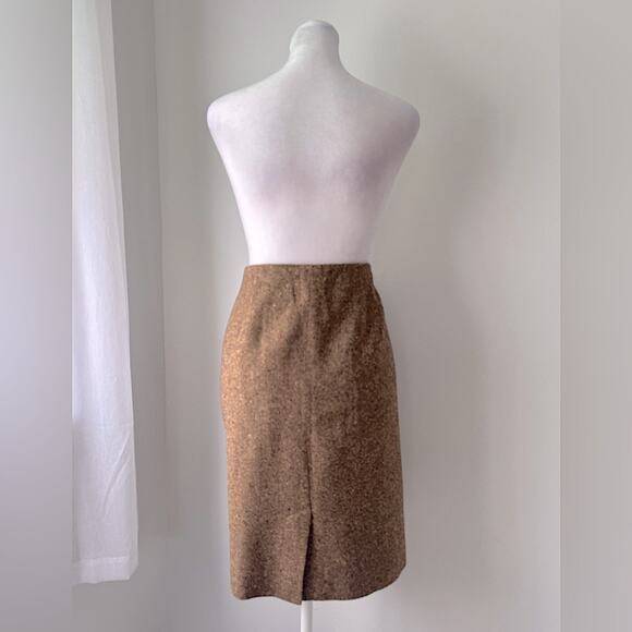 Vintage ‘90s Jones New York Brown Textured Wool Blend Knee Length Pencil Skirt - Picture 7 of 8